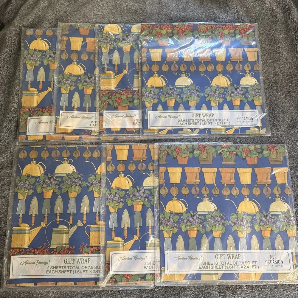 Vtg American Greetings Gift Wrap Lot 7 Sealed Wrapping Paper All Occasions NOS